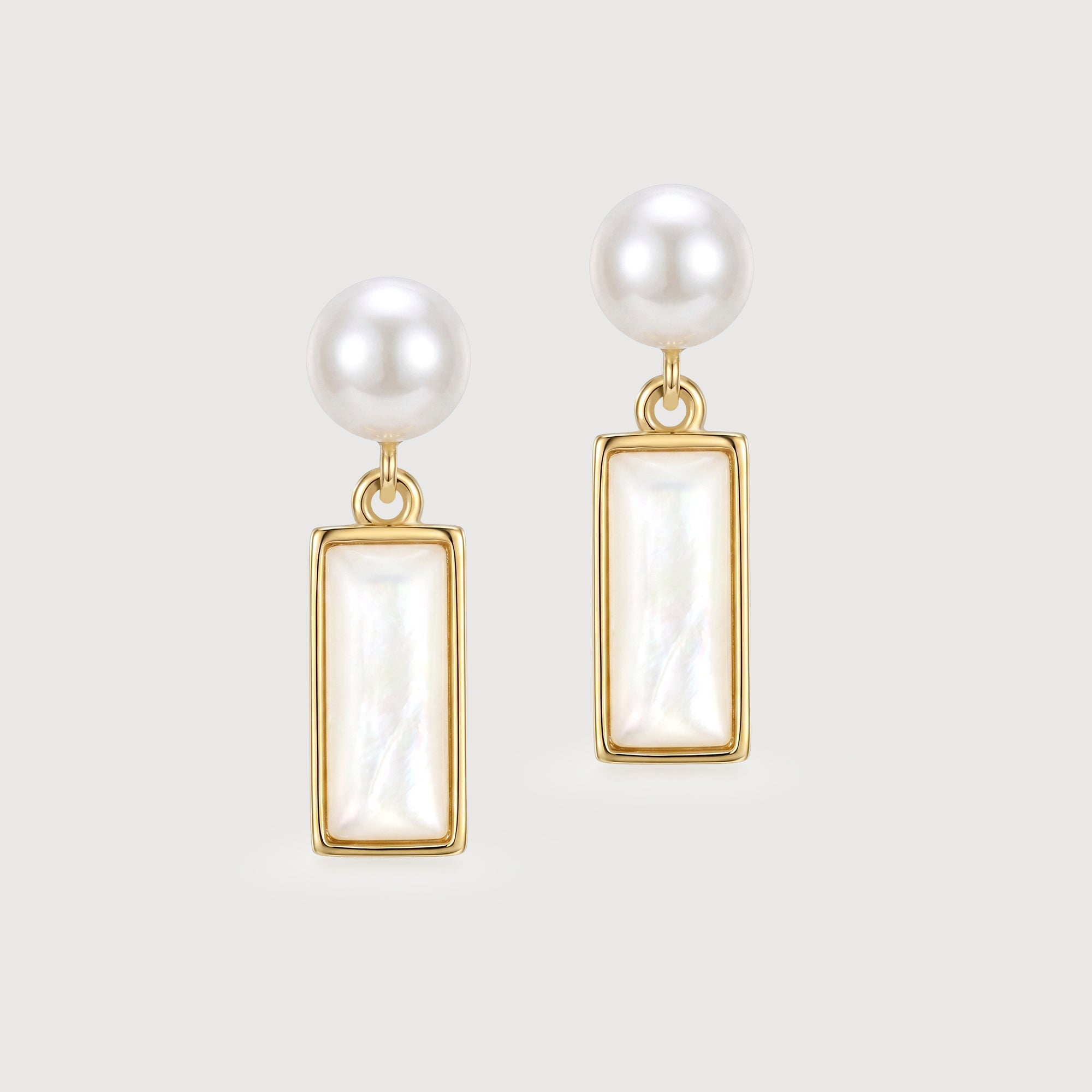 Freshwater Pearl Rectangular Drop Earrings