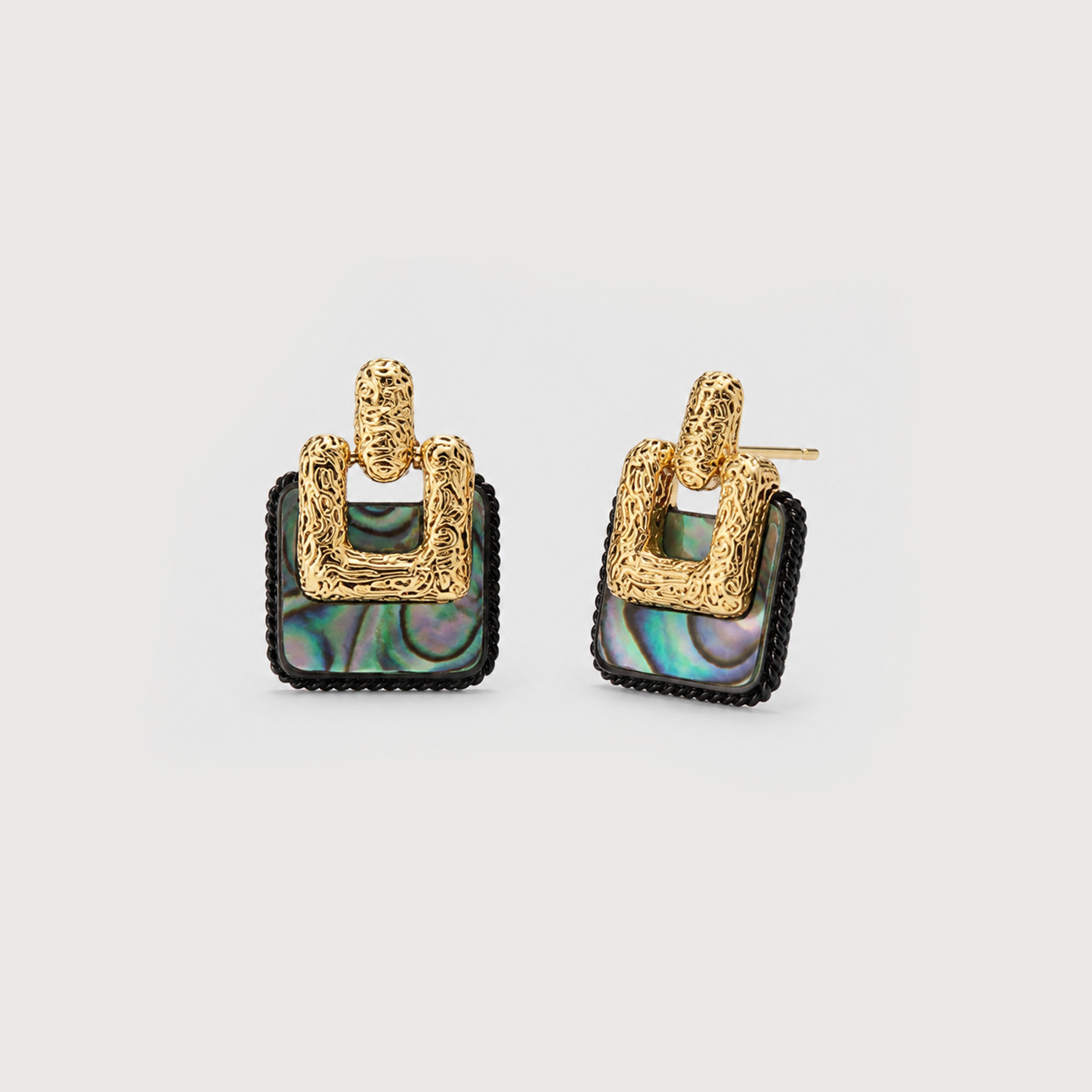 Gold-Plated S925 Shell Geometric Stud Earrings