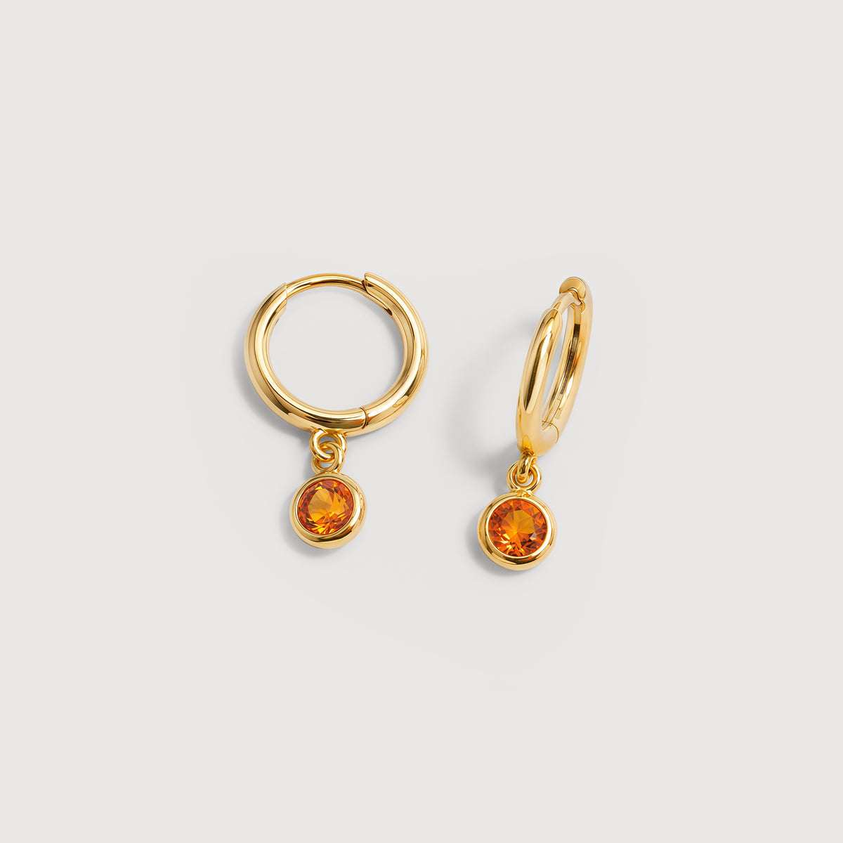 5A CZ Bezel Drop Huggie Hoop Earrings