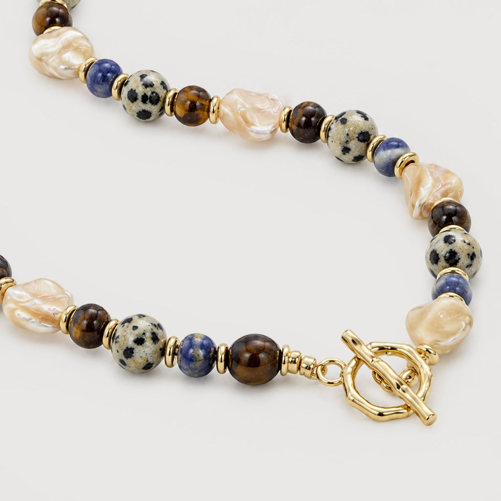 Mixed Stone and Irregular Shell Bead Necklace