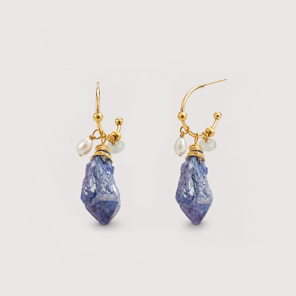 Natural Kyanite Pearl S925 Drop Earrings