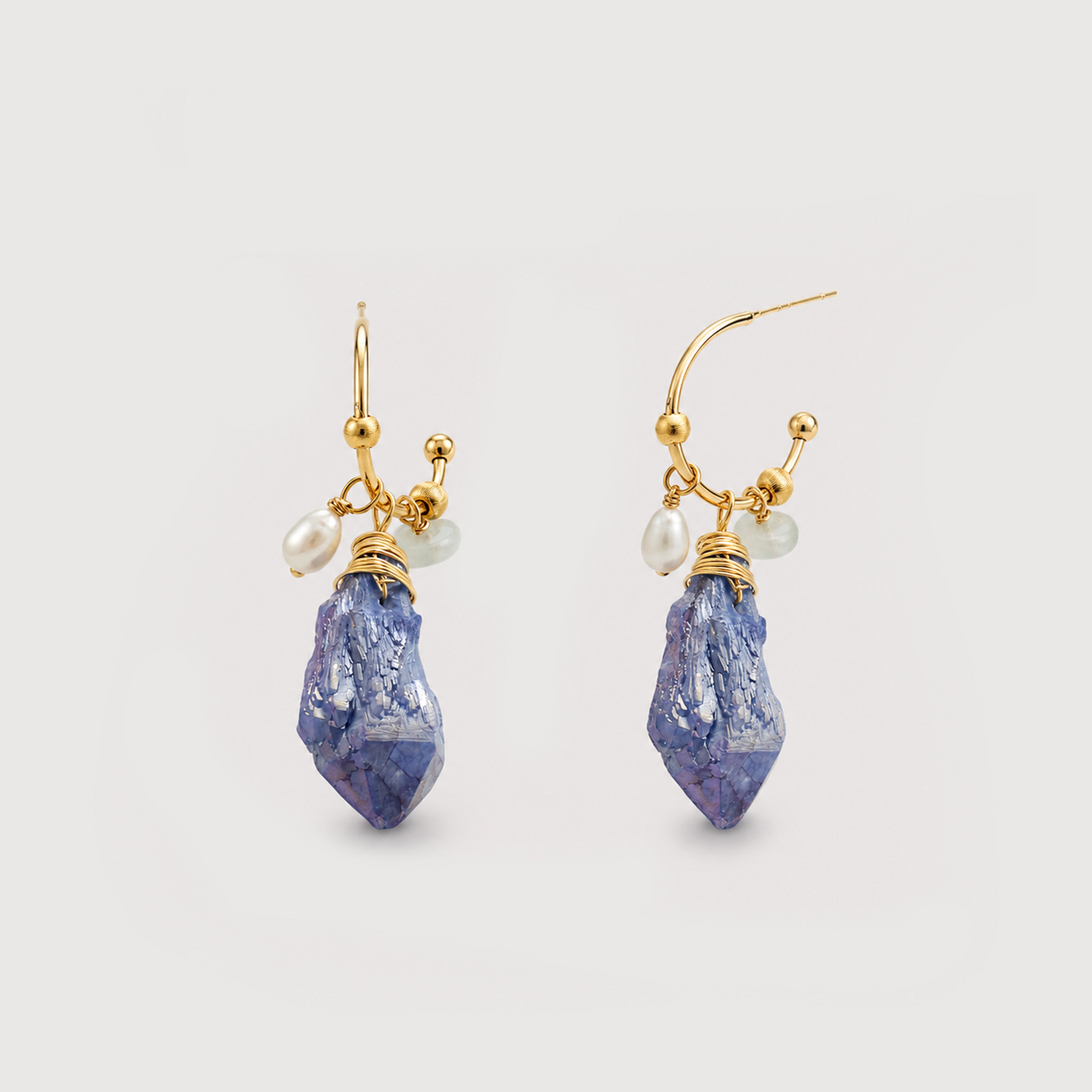 Natural Kyanite Pearl S925 Drop Earrings