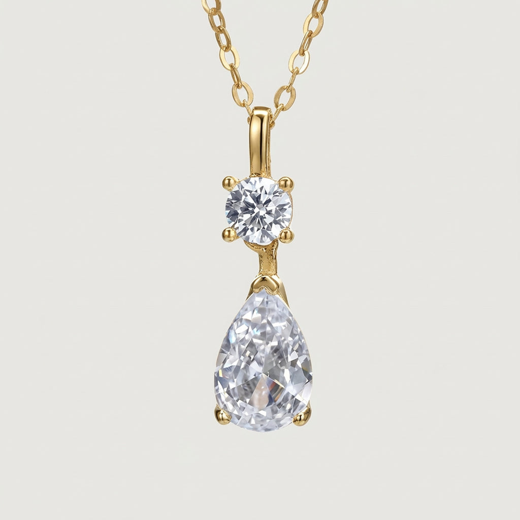 S925 Silver Round & Pear Necklace