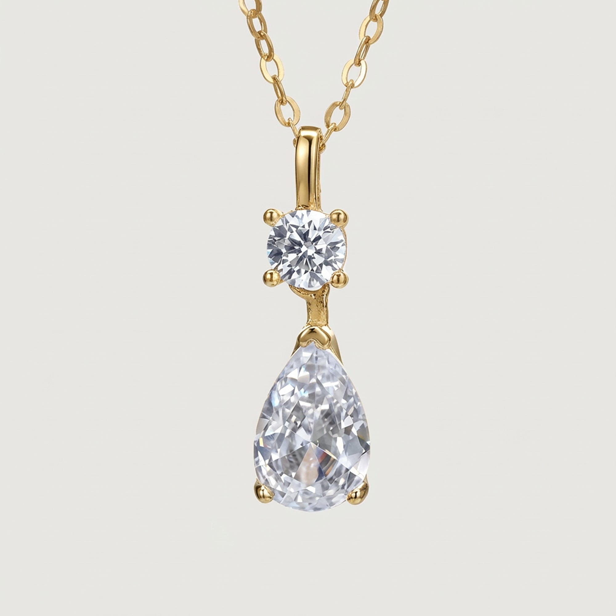 S925 Silver Round & Pear Necklace