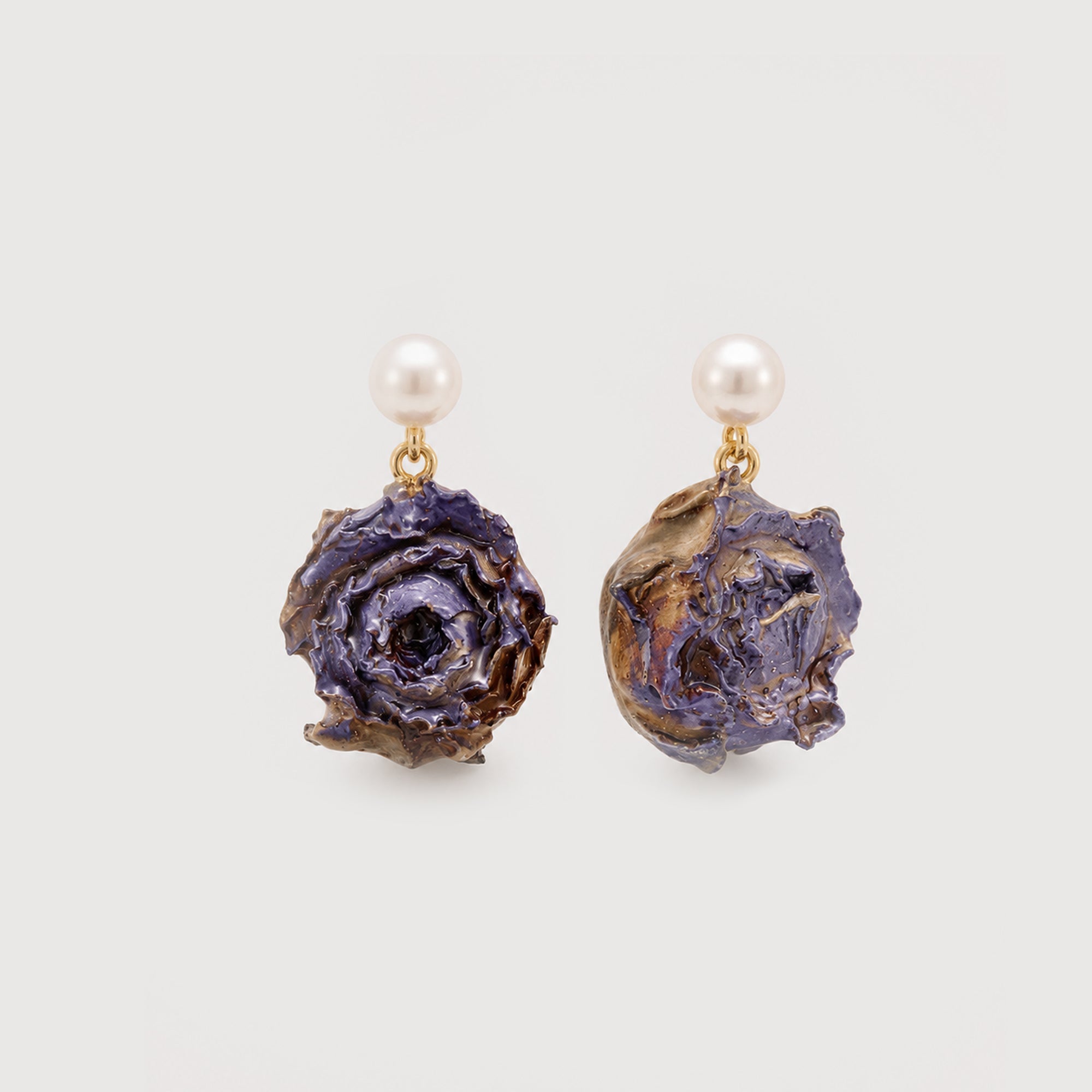 Resin Floral Pearl S925 Drop Earrings