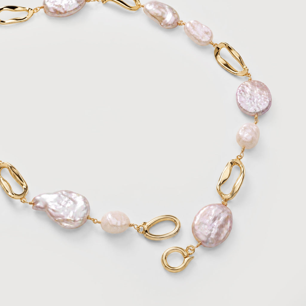 Pink Baroque Pearl Link Necklace
