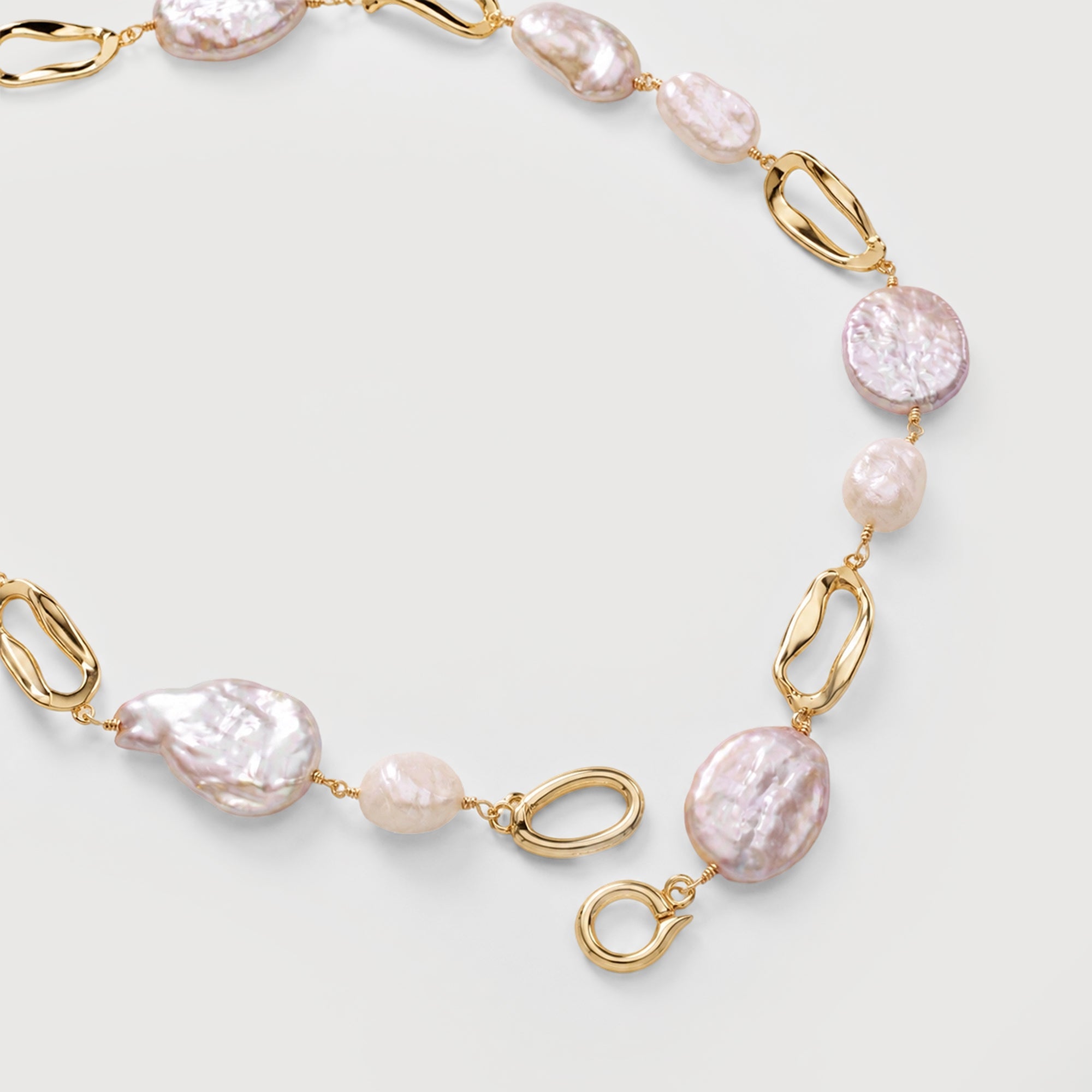 Pink Baroque Pearl Link Necklace