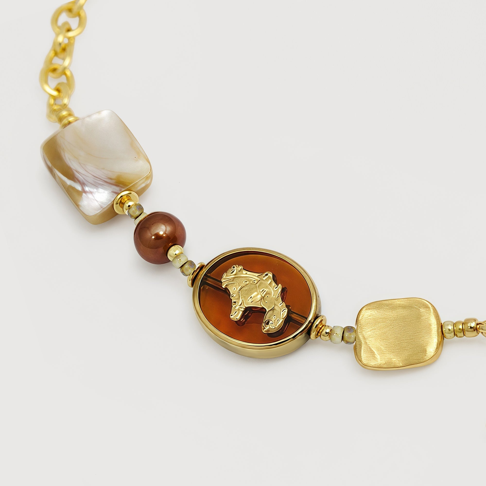 18K Gold-Plated Shell Horse Medallion Bracelet