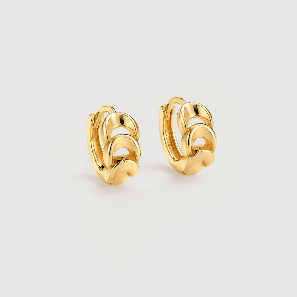 18K Gold-Plated S925 Interlocking Hoop Earrings