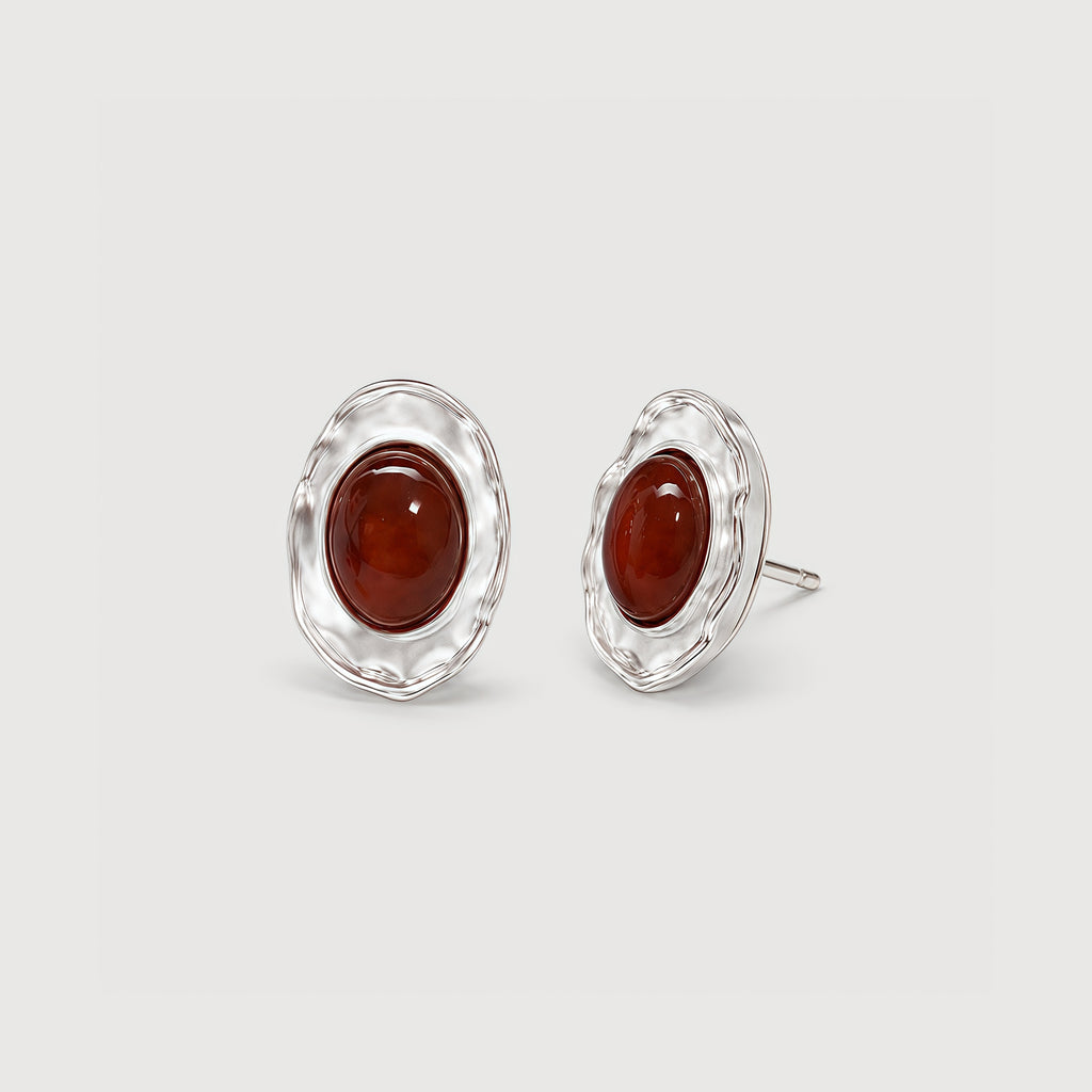 Tiger Eye Oval Stud Earrings