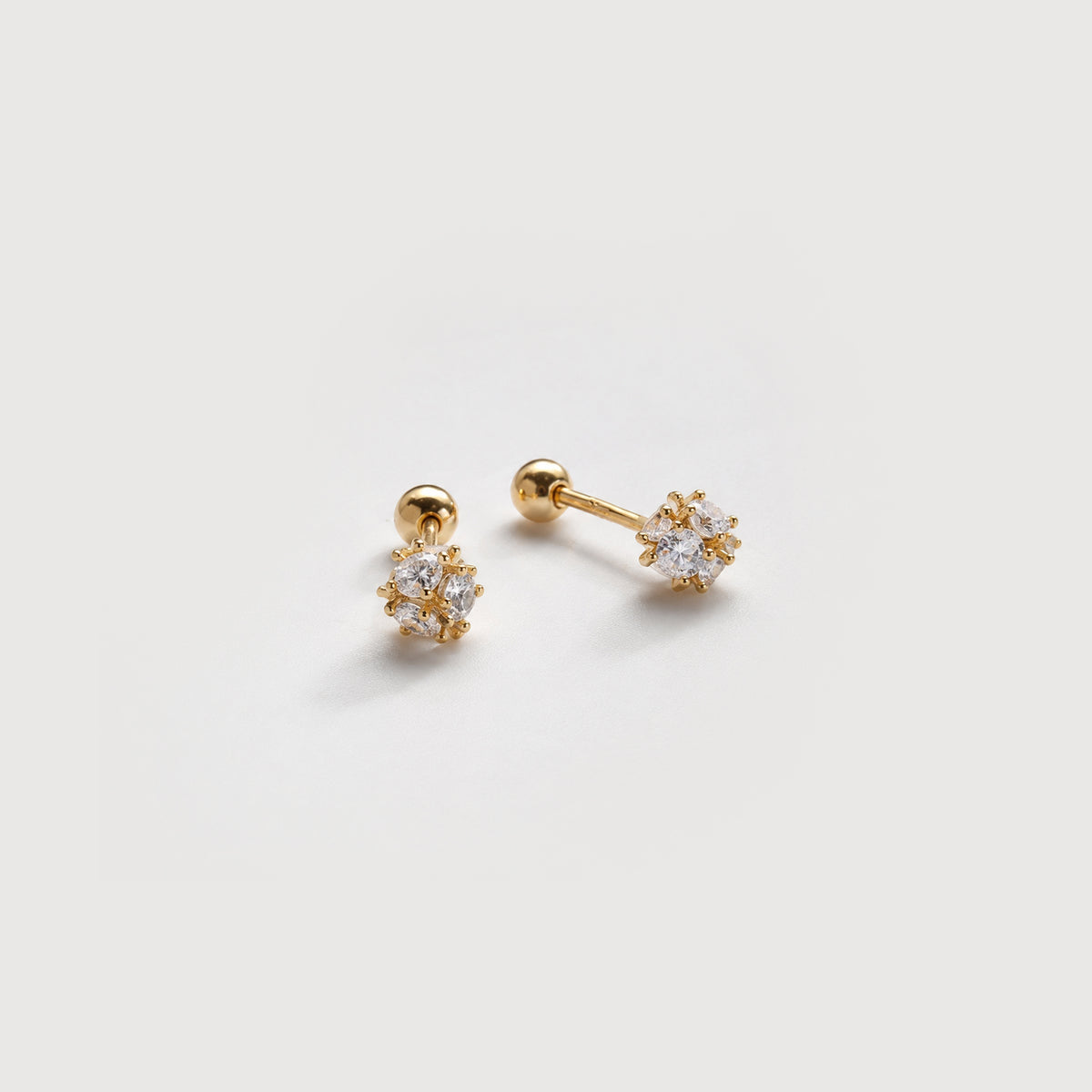 Gold-Plated S925 5A Zircon Floral Cluster Stud Earrings