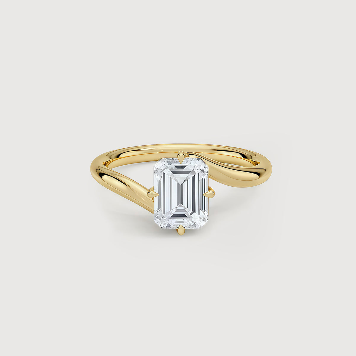 18K Gold-Plated S925 Emerald-Cut Zircon Ring