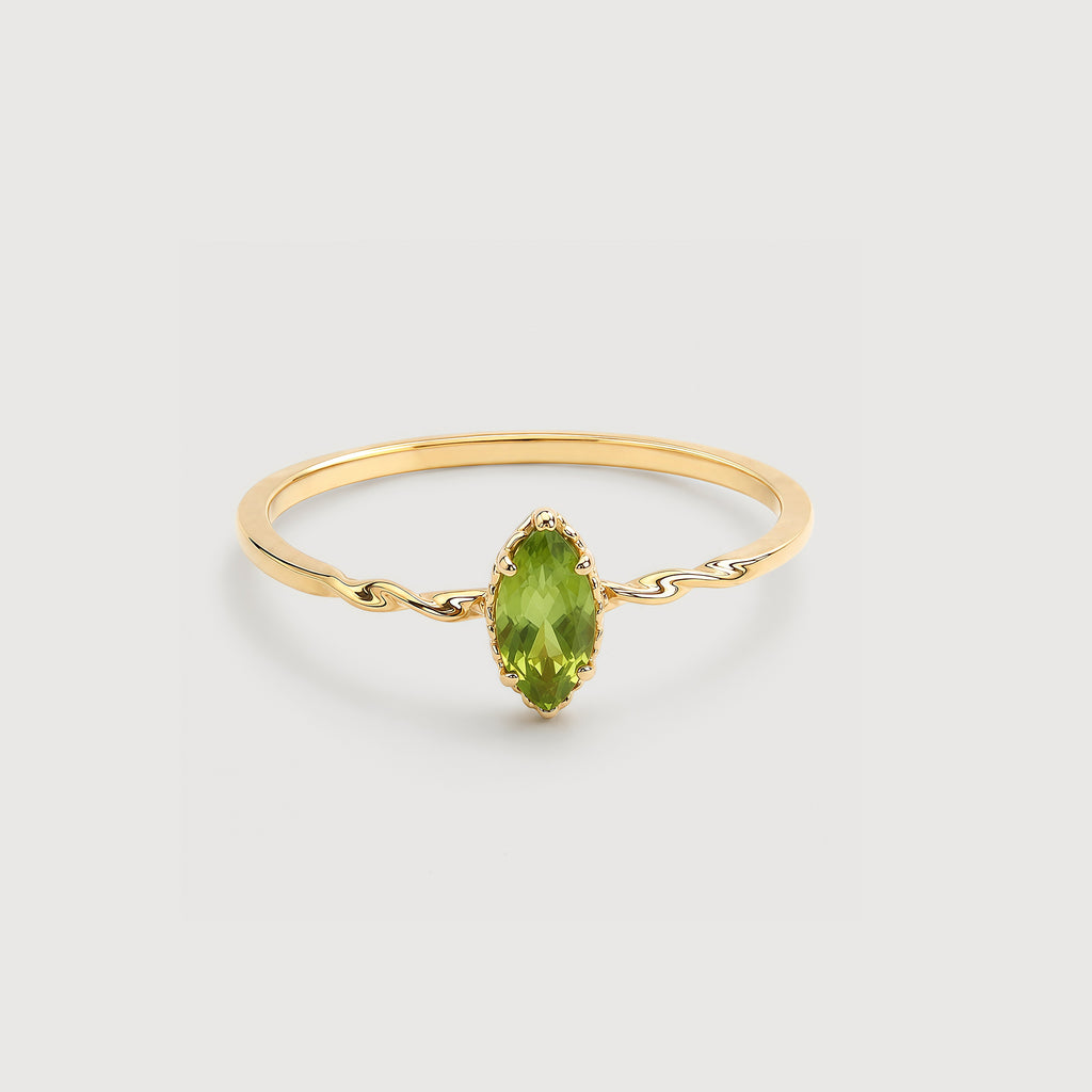 18K Gold-Plated S925 Peridot Marquise Ring