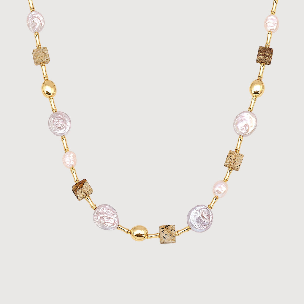 Baroque Pearl Picture Jasper Necklace