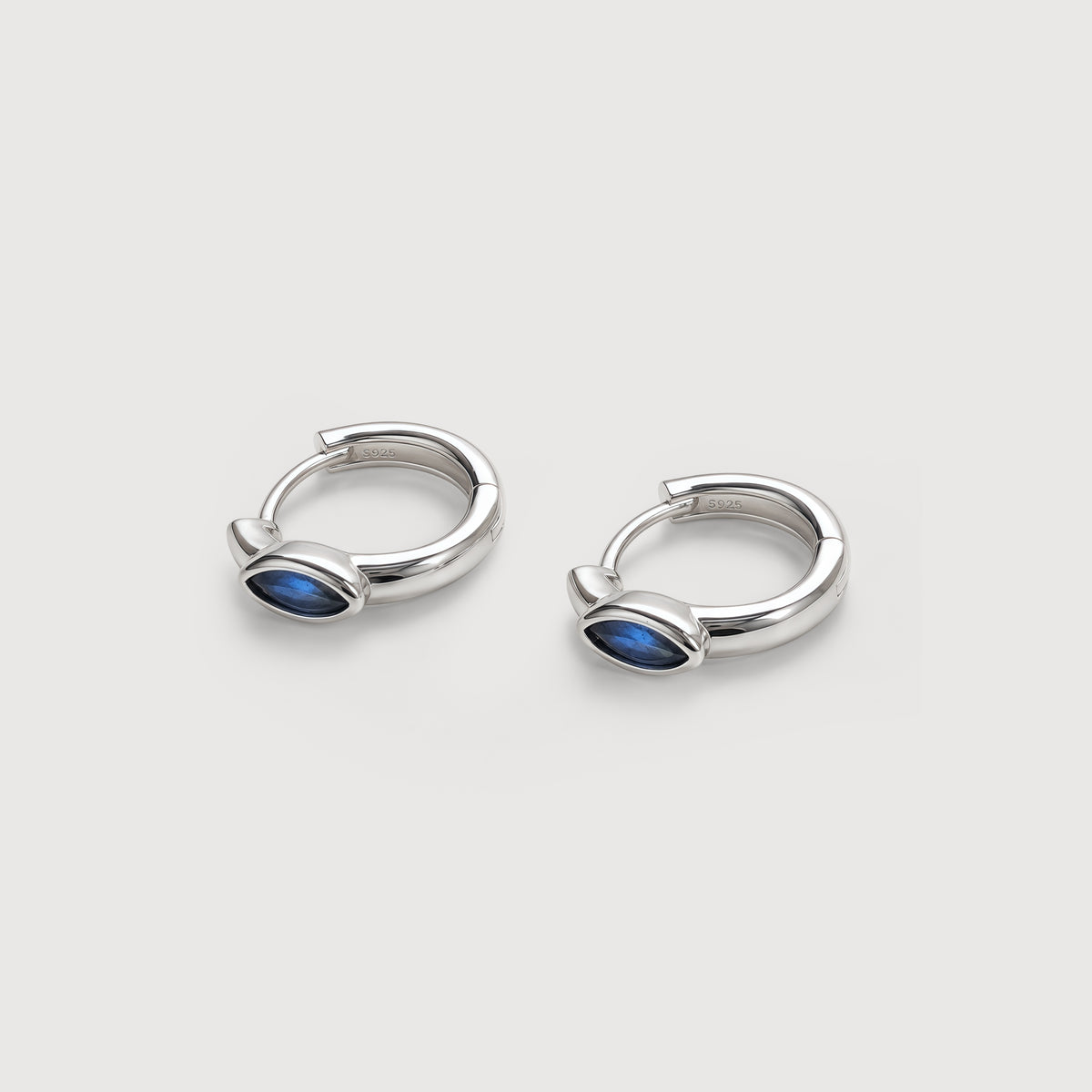 S925 Silver Marquise CZ Hinged Hoop Earrings