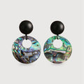 Black Bead Iridescent Shell Drop Earrings