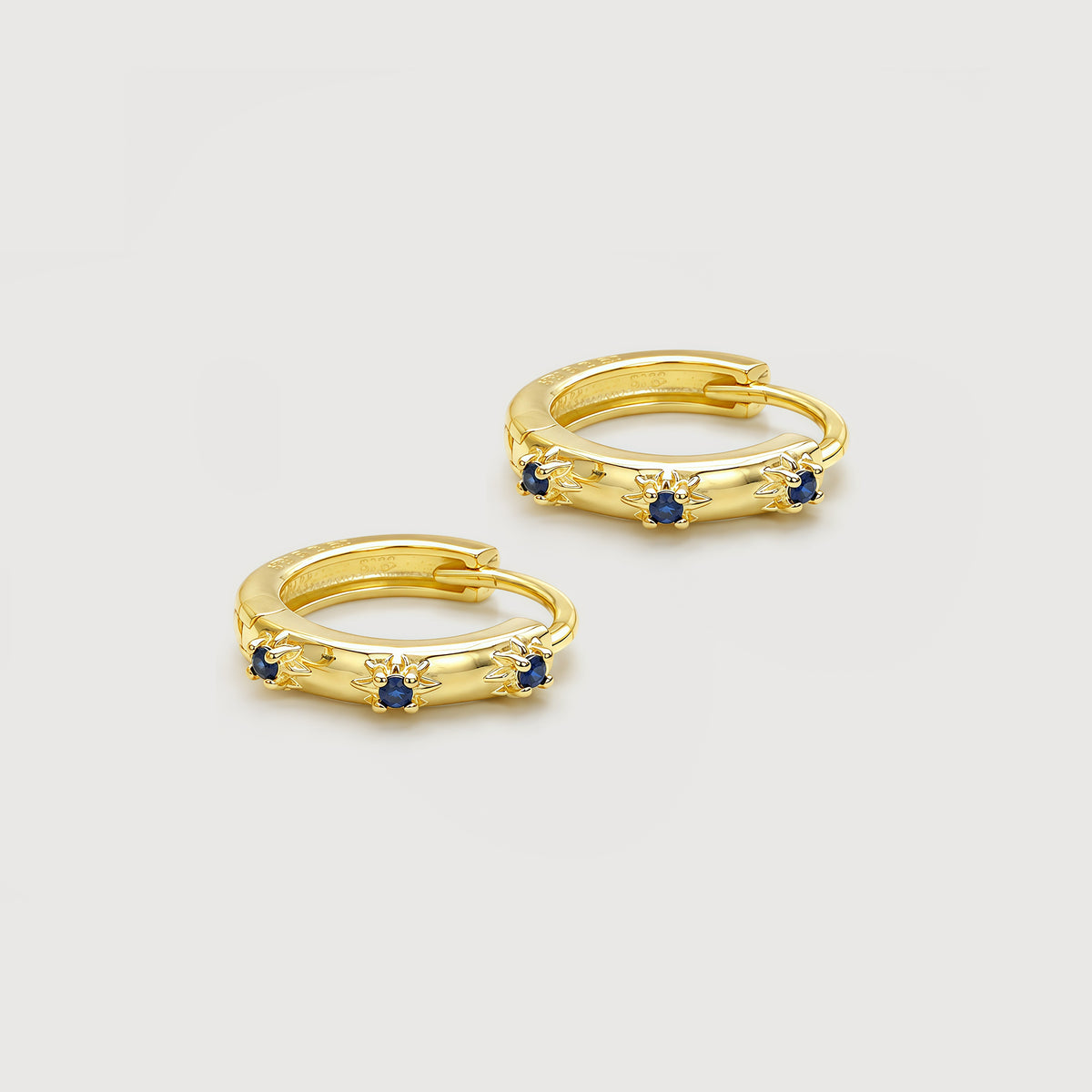 Blue Zircon S925 Sterling Silver Hoop Earrings