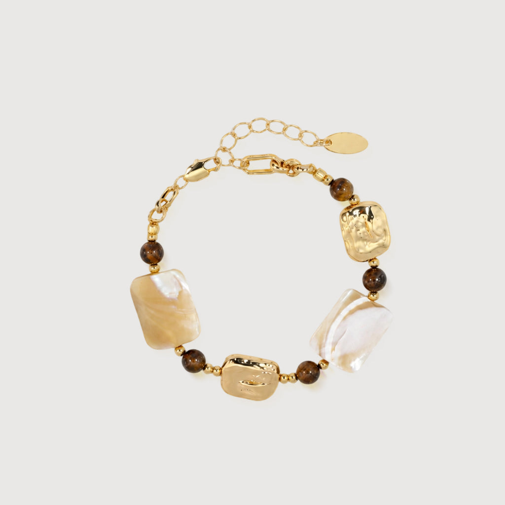 18K Gold-Plated Abalone & Tiger Eye Bracelet