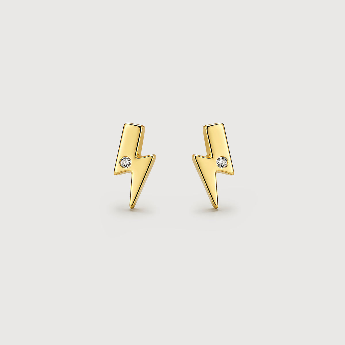 18K Gold-Plated S925 Lightning Bolt Stud Earrings