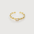 Square Zircon Chain-Link S925 Adjustable Ring