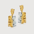 Textured Gold Shell Panel Drop Earrings