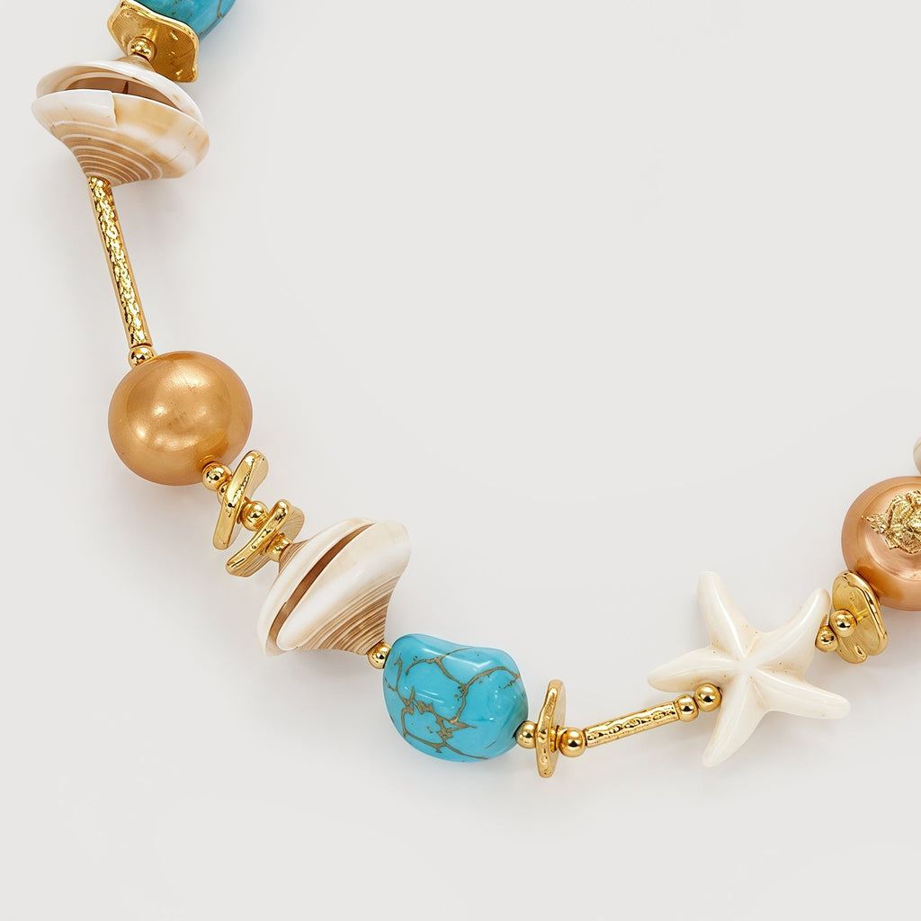 18K Gold-Plated Turquoise & Shell Bracelet