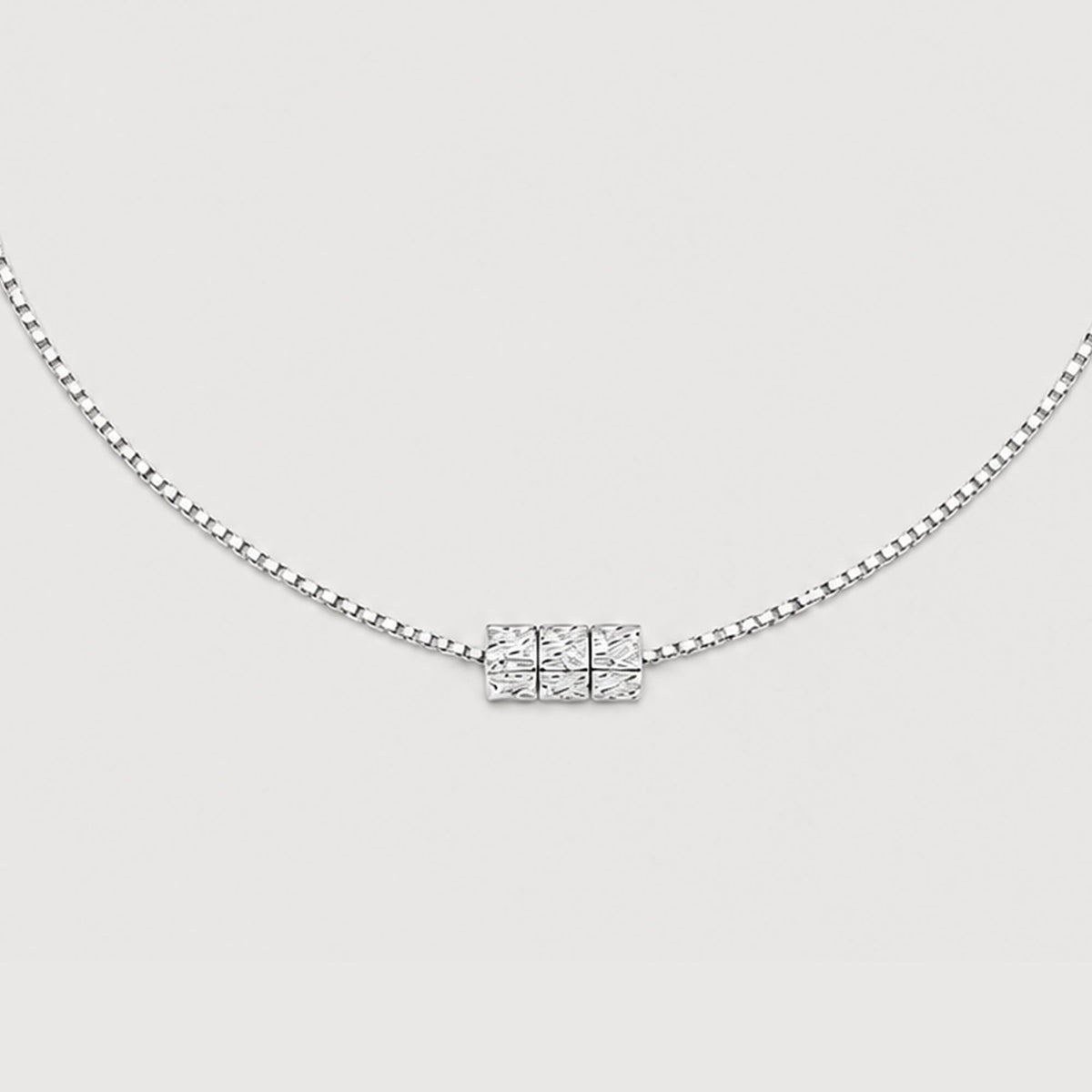 Textured Triple Bead Sterling Silver Necklace