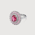 Pink Zircon Floral Halo Adjustable Ring
