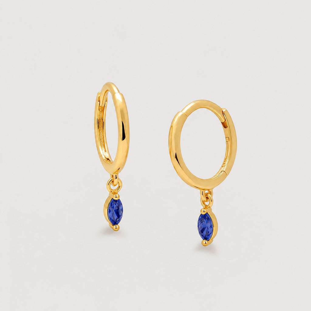 Marquise Natural Stone Huggie Earrings