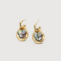 S925 Silver Abalone Shell Drop Hoop Earrings