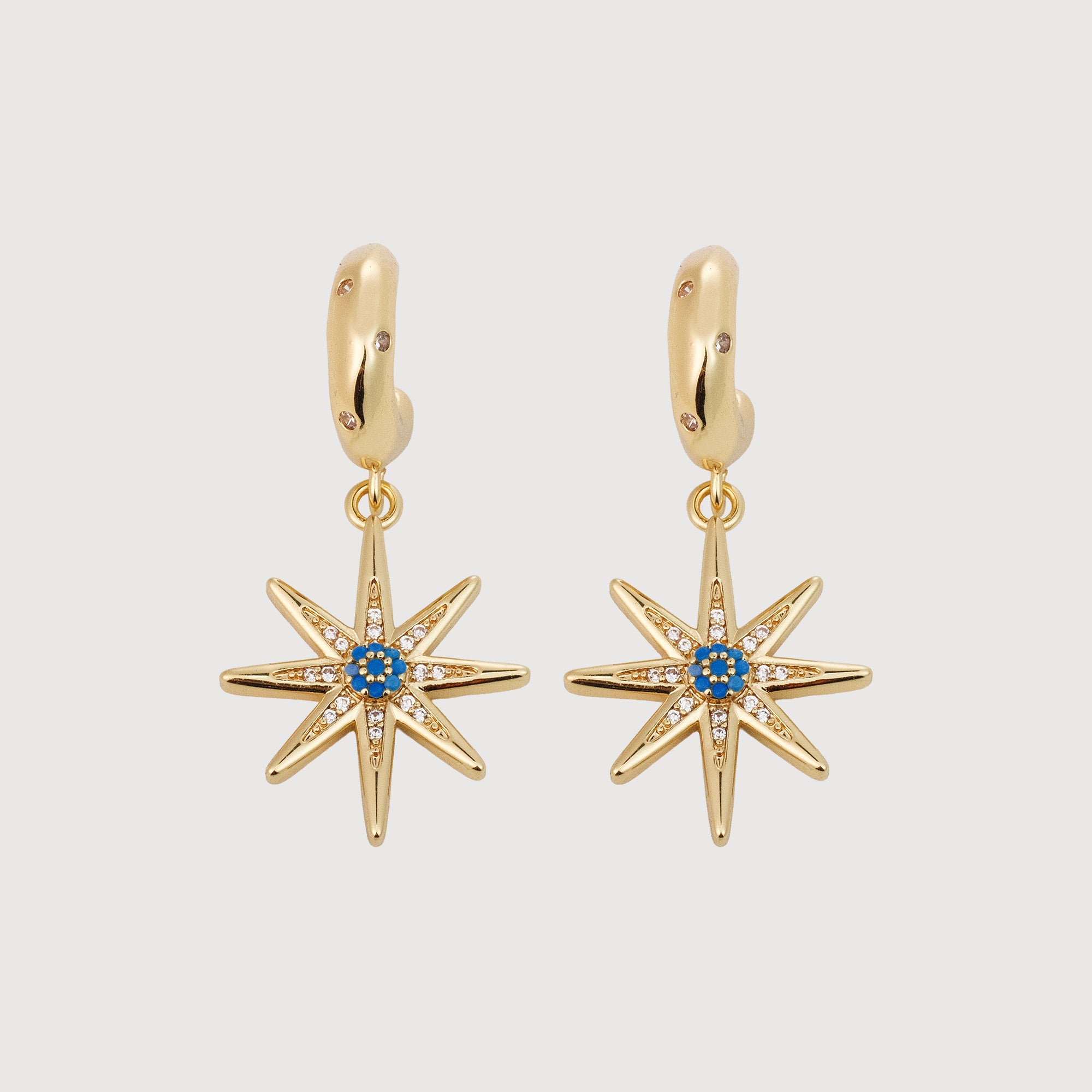 18K Gold-Plated Zircon Starburst Drop Earrings