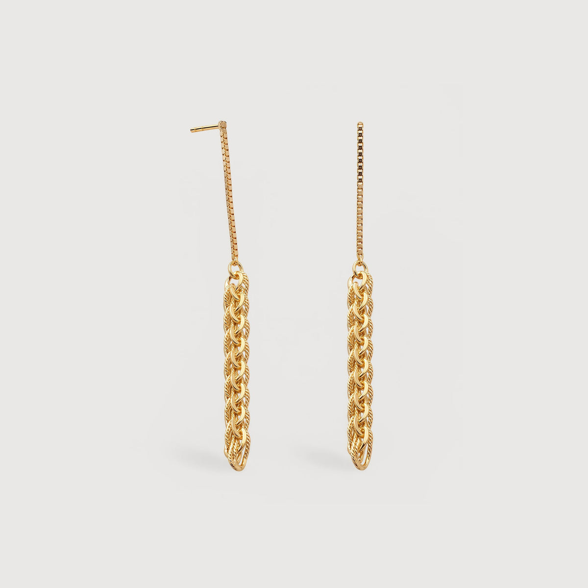 Layered Chain Drop Stud Earrings