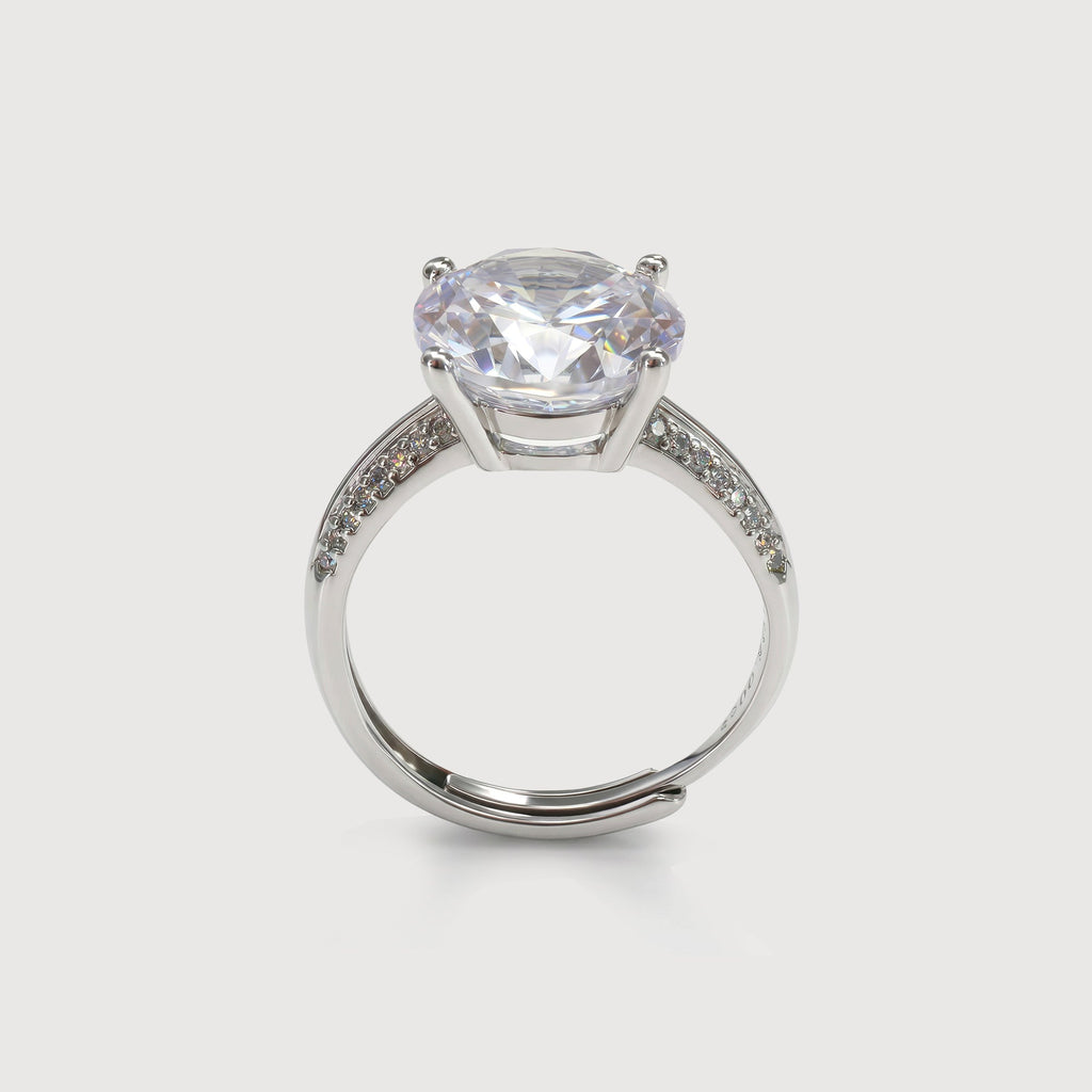 Silver-Tone Round Zircon Pavé Ring
