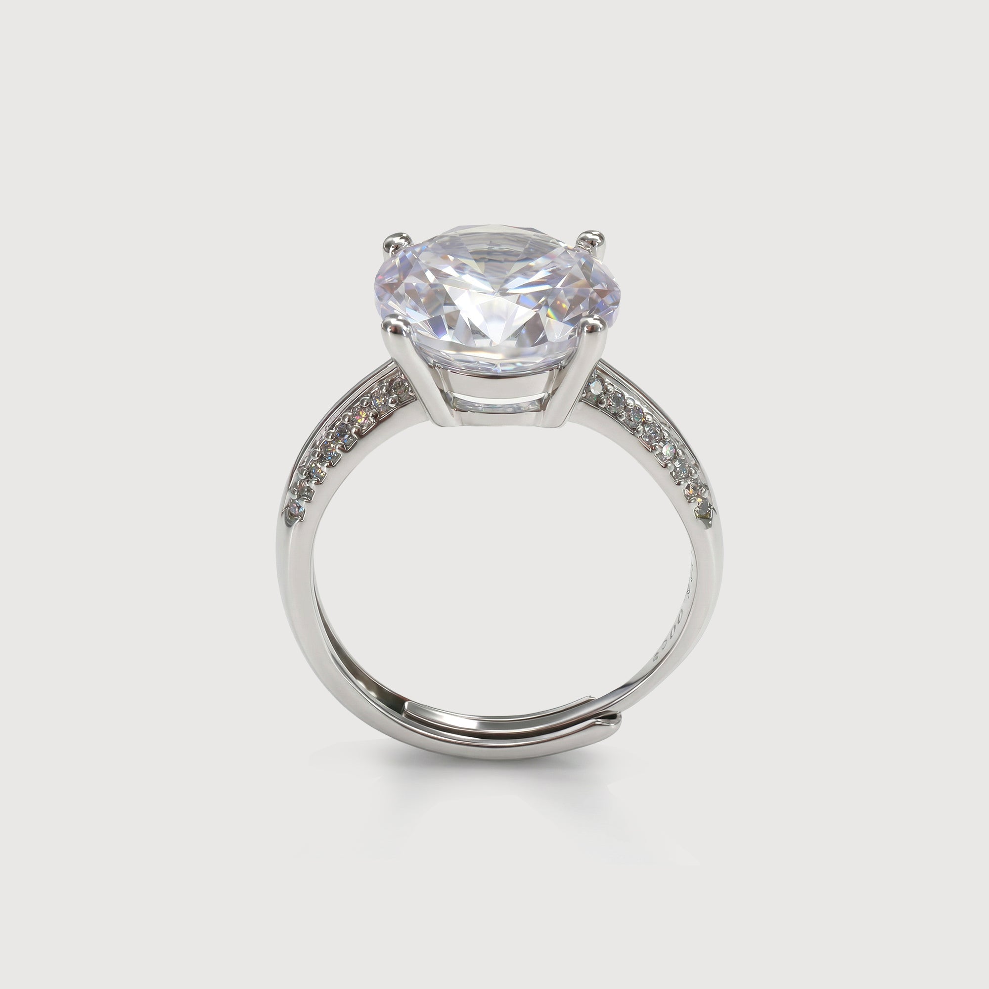 Silver-Tone Round Zircon Pavé Ring
