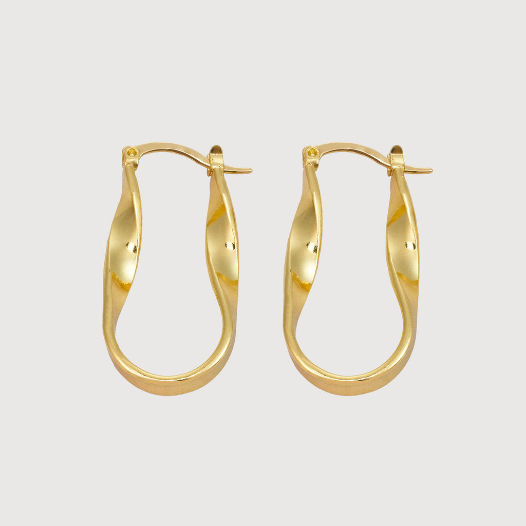 18K Gold-Plated Twisted Oval Hoop Earrings