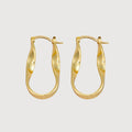 18K Gold-Plated Twisted Oval Hoop Earrings