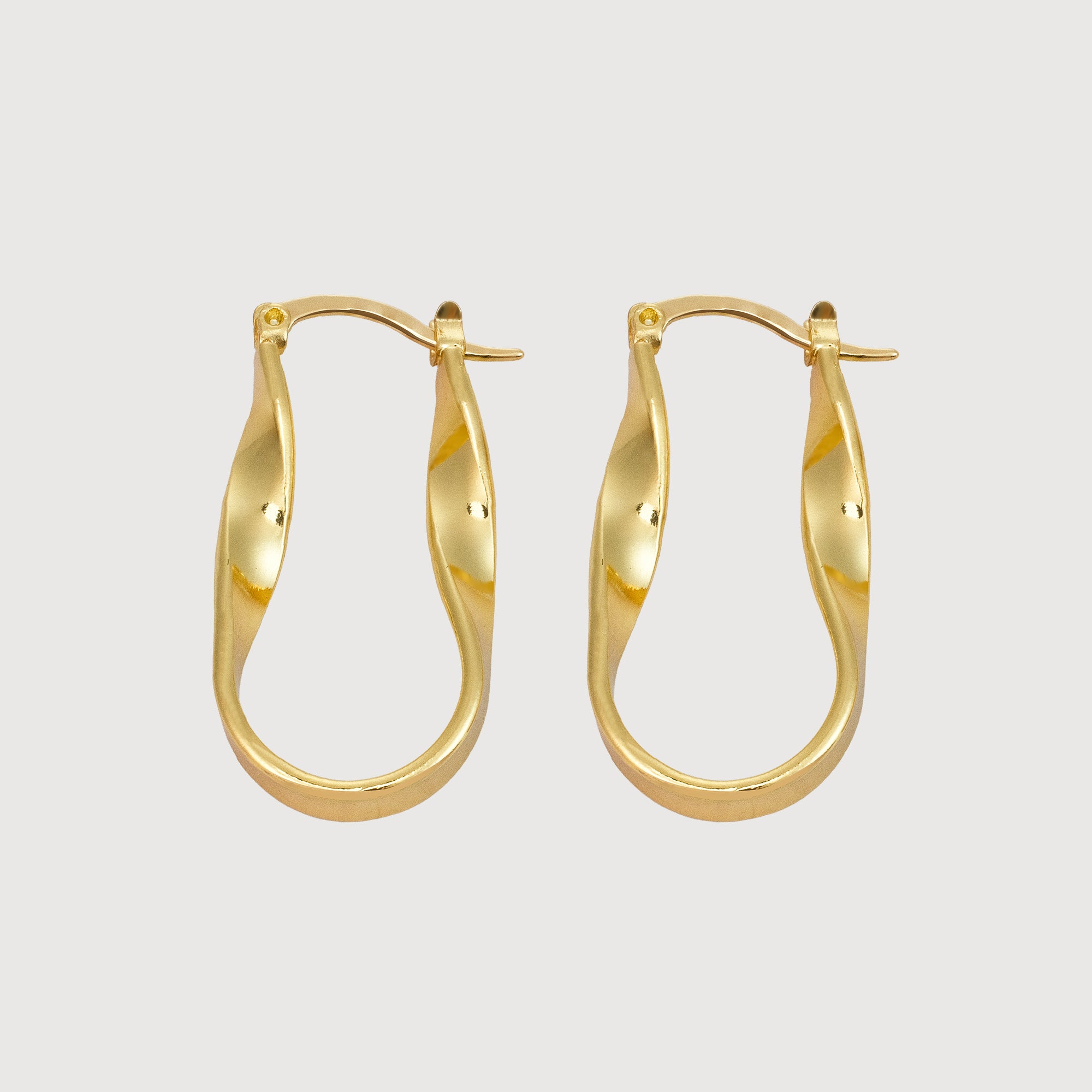 18K Gold-Plated Twisted Oval Hoop Earrings