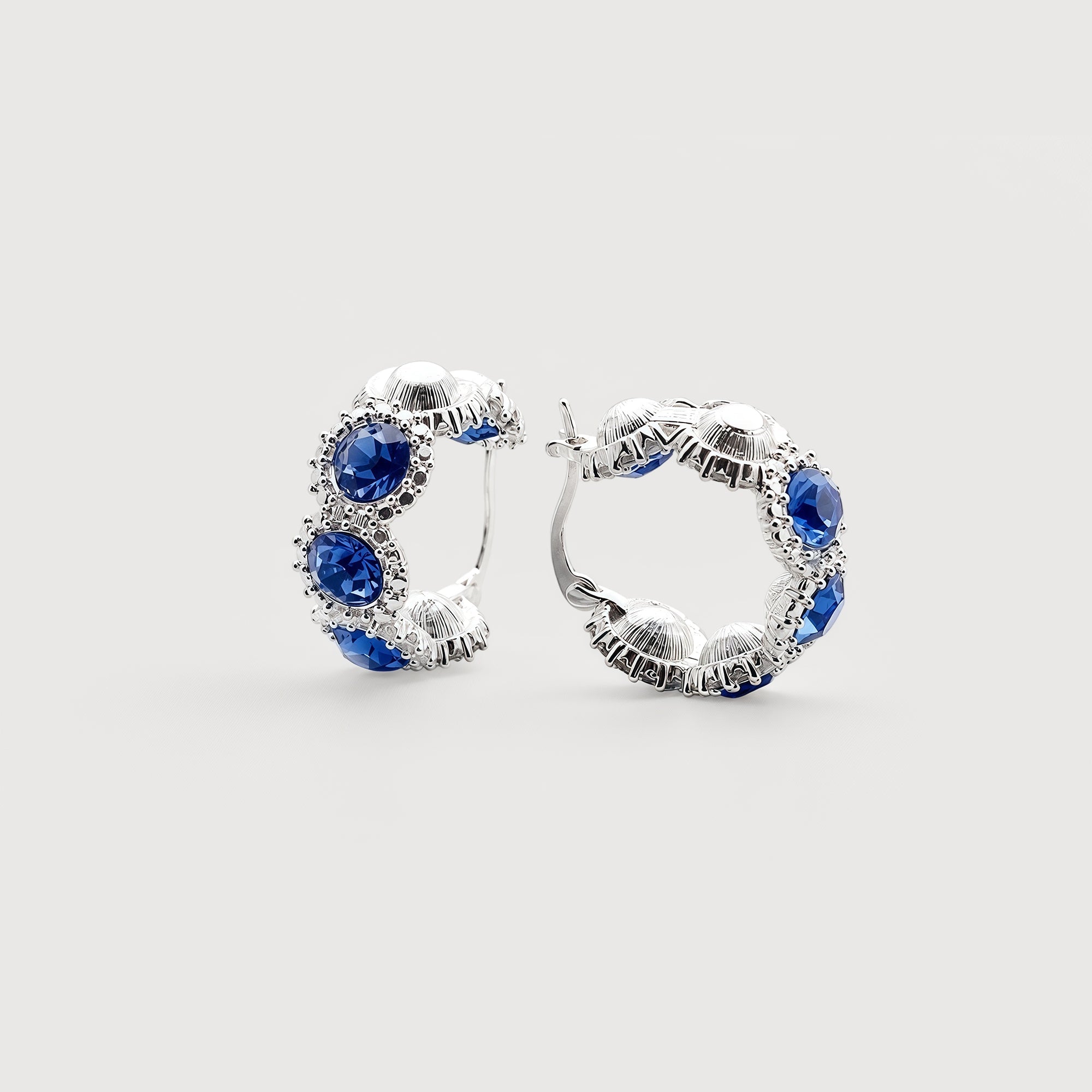 Zircon Cluster Leverback Hoop Earrings
