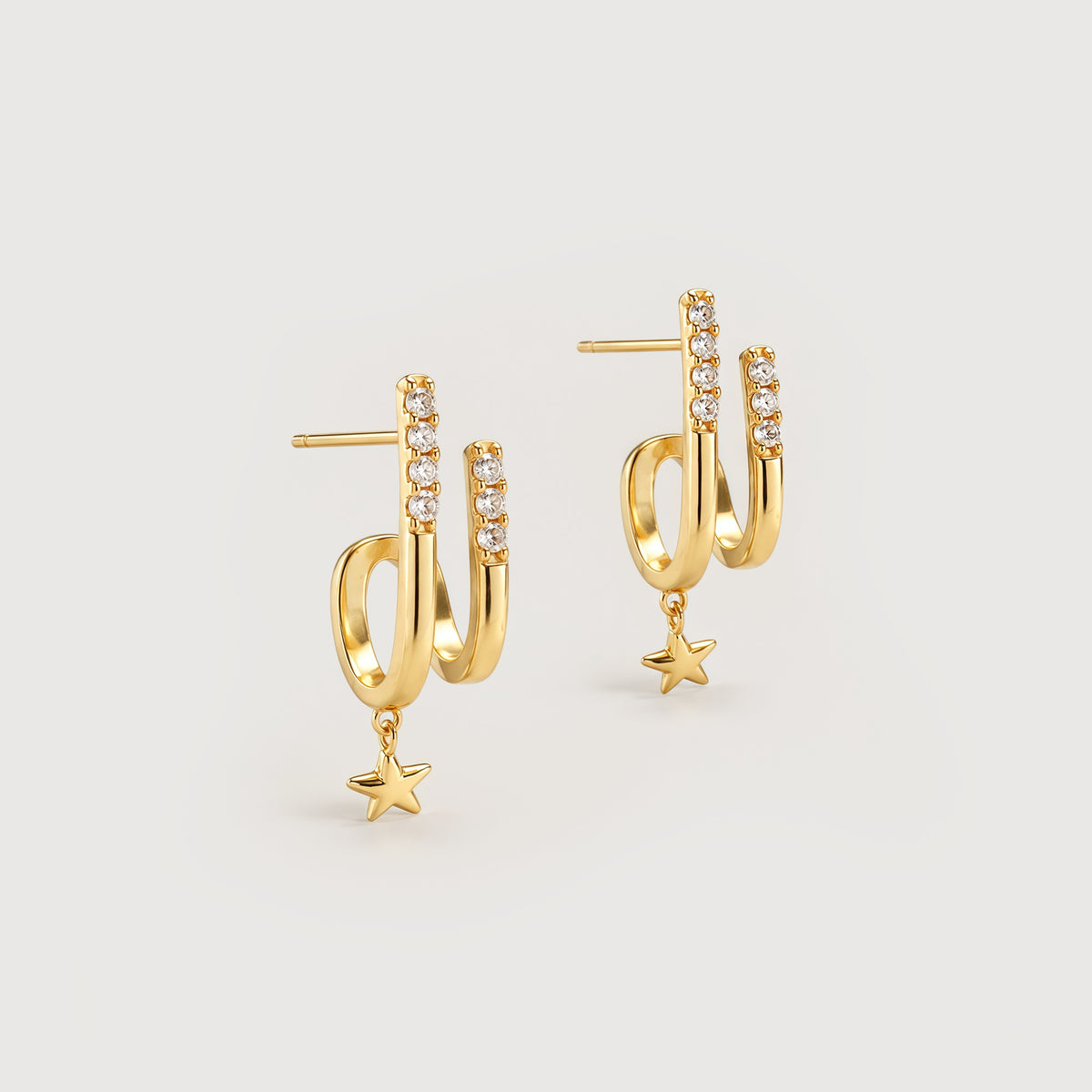 18K Gold-Plated S925 5A Zircon Star Drop Earrings