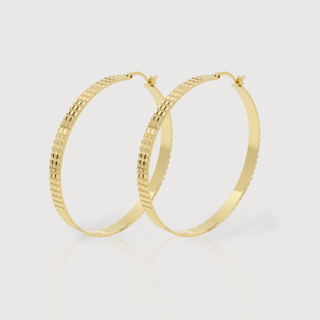 Textured Gold-Tone Large Hoop Earrings