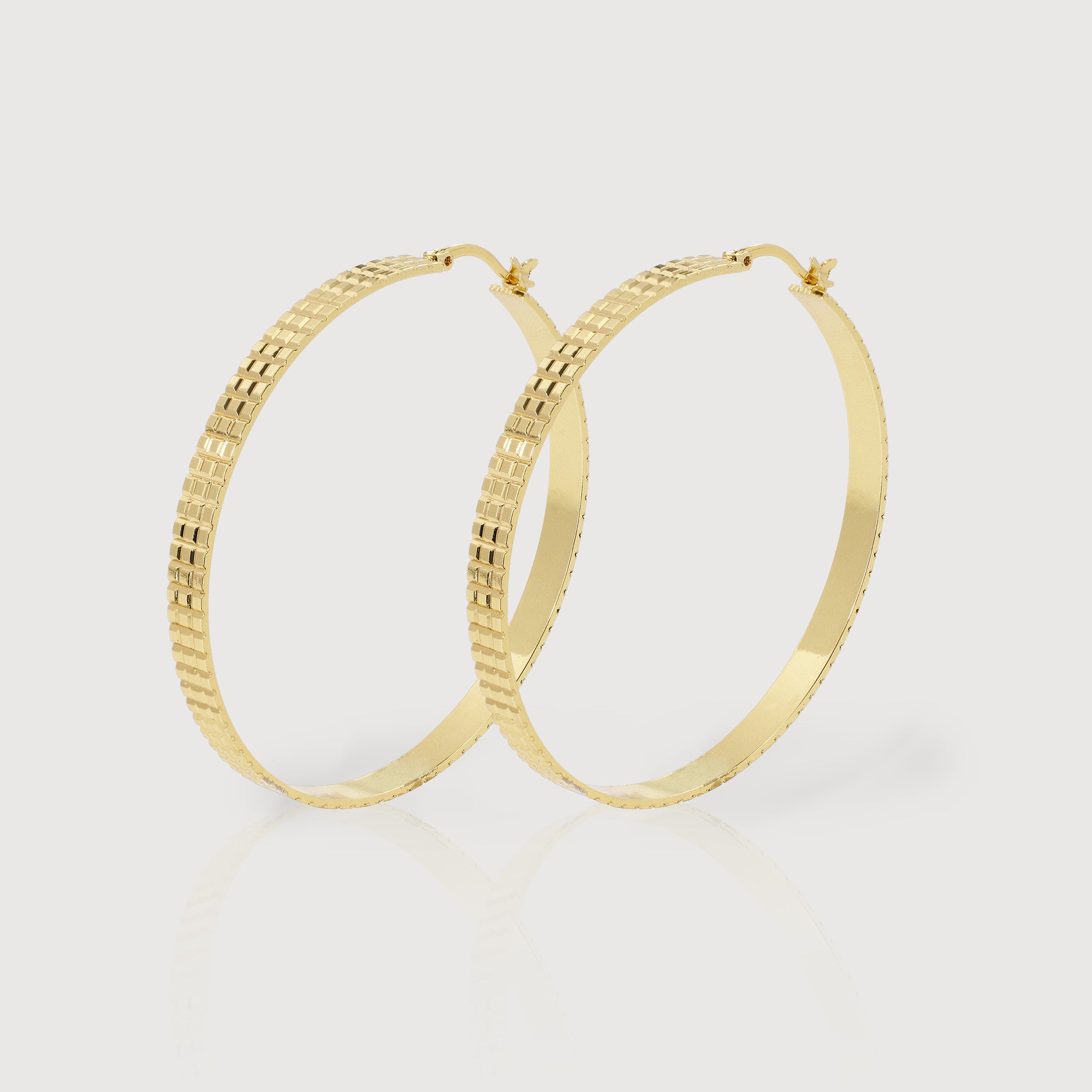 Textured Gold-Tone Large Hoop Earrings