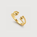Real Gold-Plated S925 Double Ball Open Ring