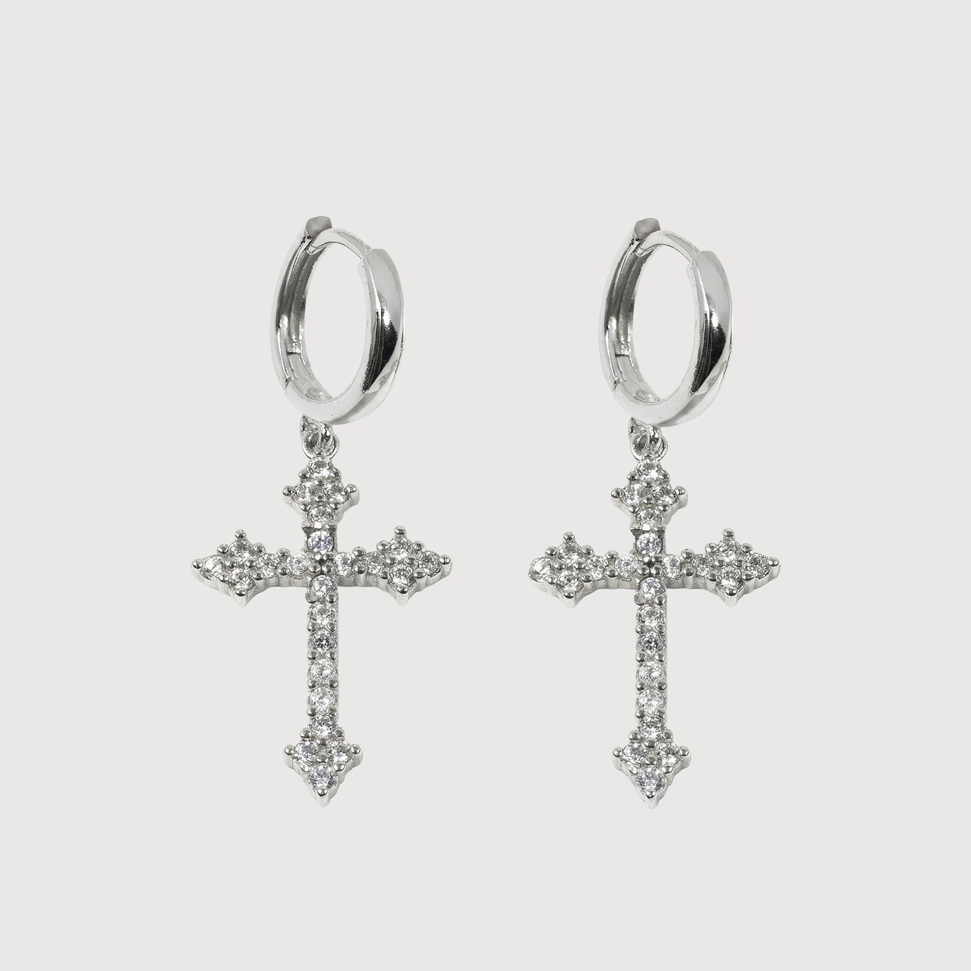 Zircon Cross Huggie Drop Earrings