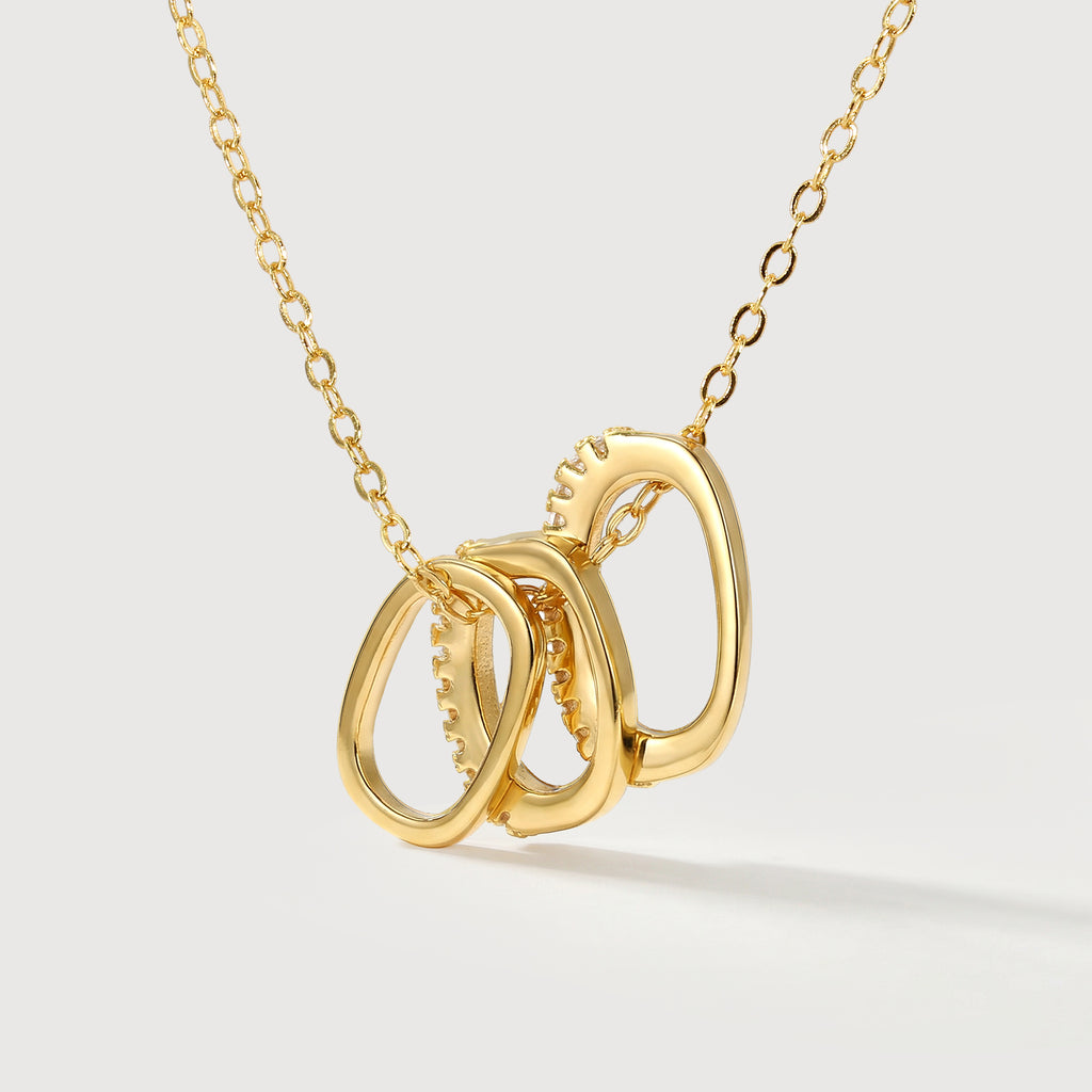 Gold-Plated S925 Interlocking Ring Necklace