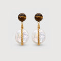 S925 Tiger Eye & Baroque Pearl Drop Earrings