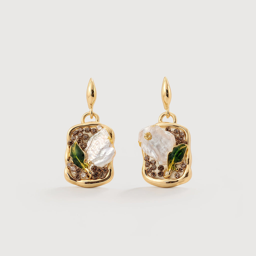 Freshwater Pearl Crystal Drop Earrings