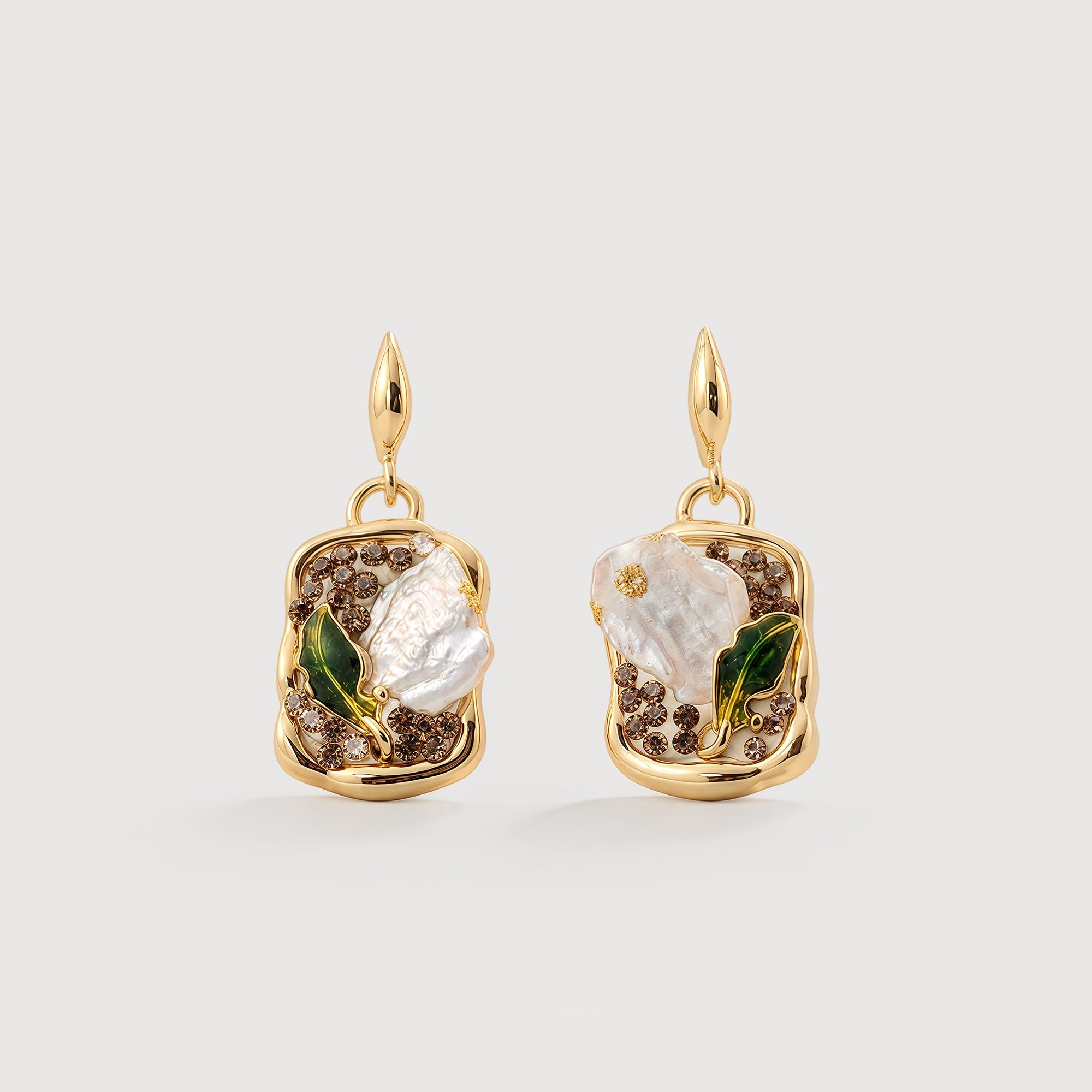 Freshwater Pearl Crystal Drop Earrings