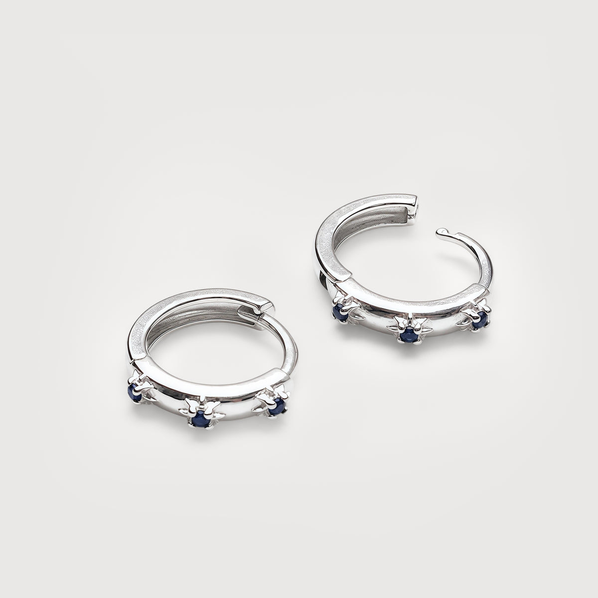 Blue Zircon S925 Sterling Silver Hoop Earrings