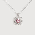 Pink Cubic Zirconia Halo Pendant Necklace
