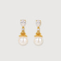 Pear-Cut Zircon & Faux Pearl Drop Earrings